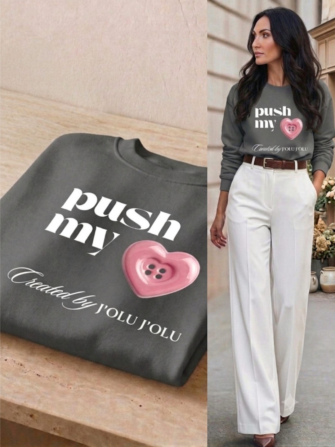 Push My - Sweet Statement-Piece | Premium-Sweatshirt - Charcoal Gray