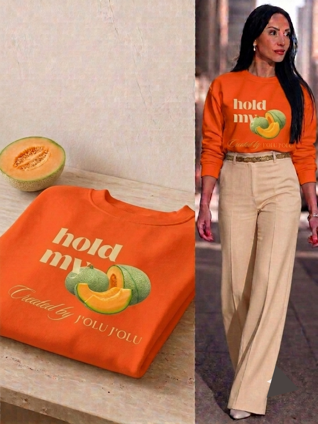 Hold My - Fruit Edition | Premium-Sweatshirt - Orange