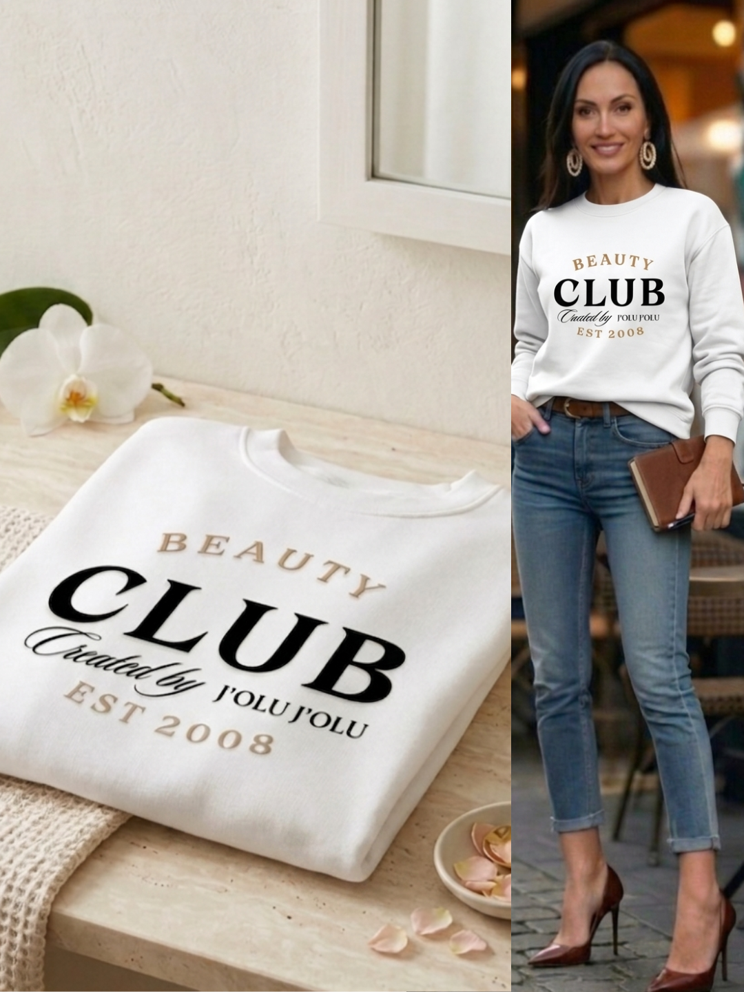 Beauty CLUB | Premium-Sweatshirt - Off White