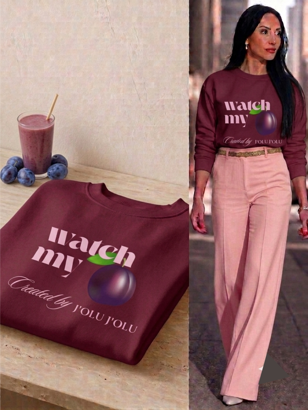 Watch My - Fruit Edition | Premium-Sweatshirt - Burgunderrot