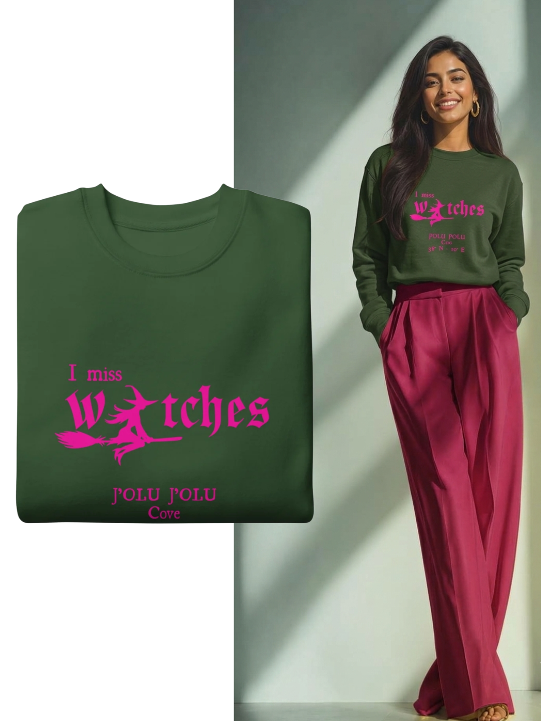 Sweet Statement-Piece - I miss Witches | Premium-Sweatshirt  - Black, Green