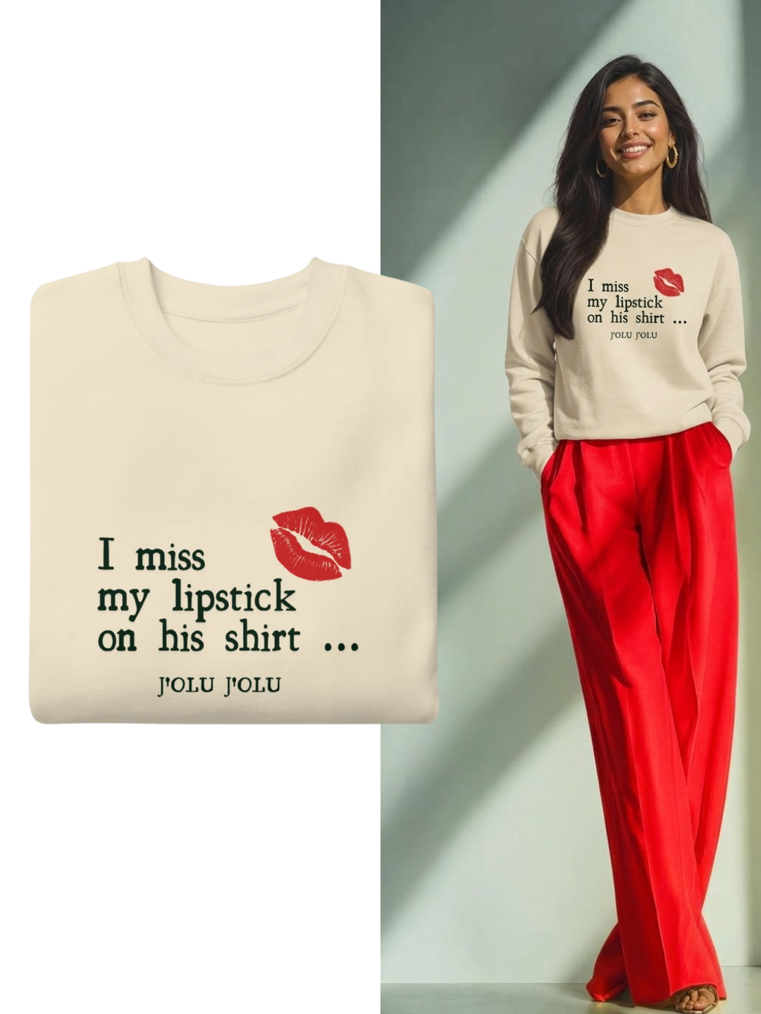 Sweet Statement-Piece - I miss my lipstick | Premium-Sweatshirt - Ivory