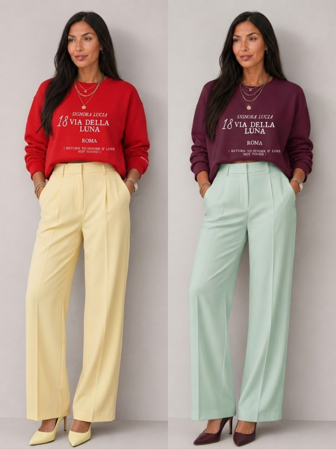THE ADRESS COLLECTION - 18 Via Della Luna | Premium-Sweatshirt - Red & Maroon